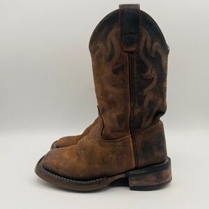Old West Brown Leather Square Toe Cowboy Boots Western Casual Toddler Boys 8.5